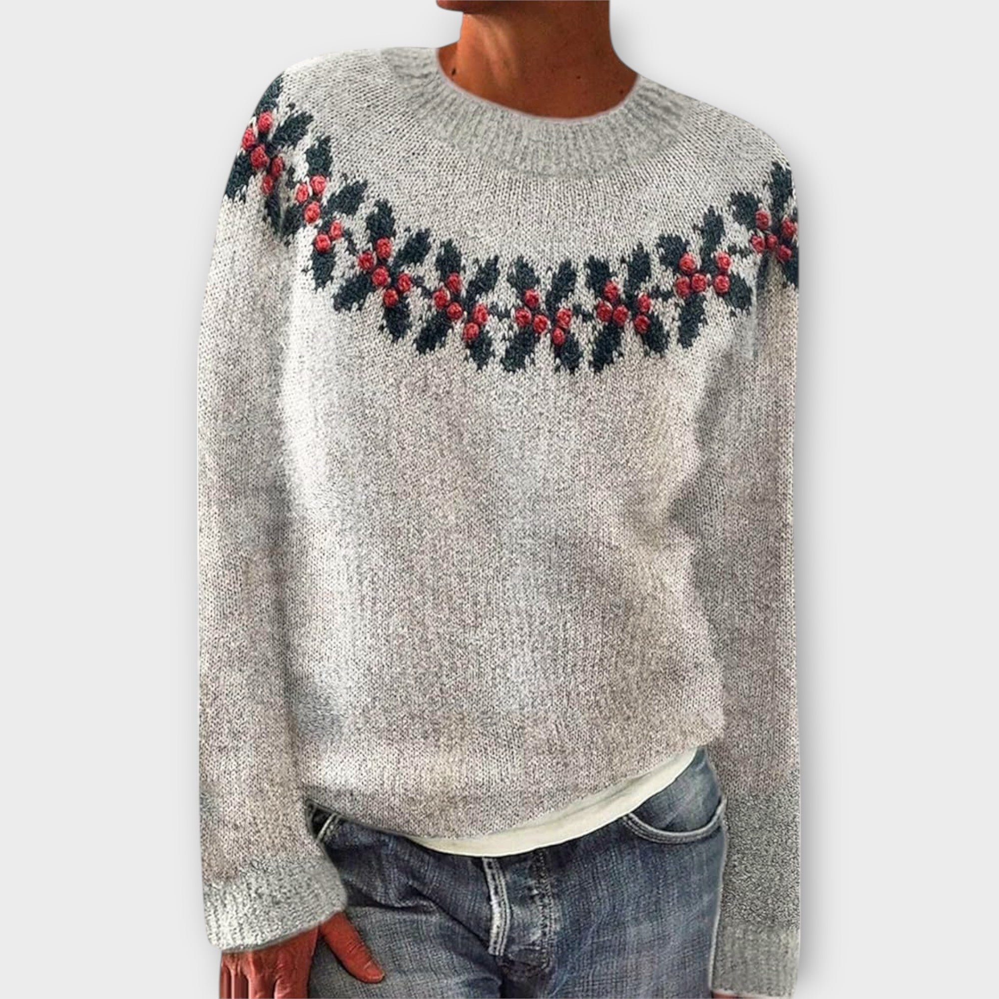 Simone - Pull de Noël en couleur crème douillet