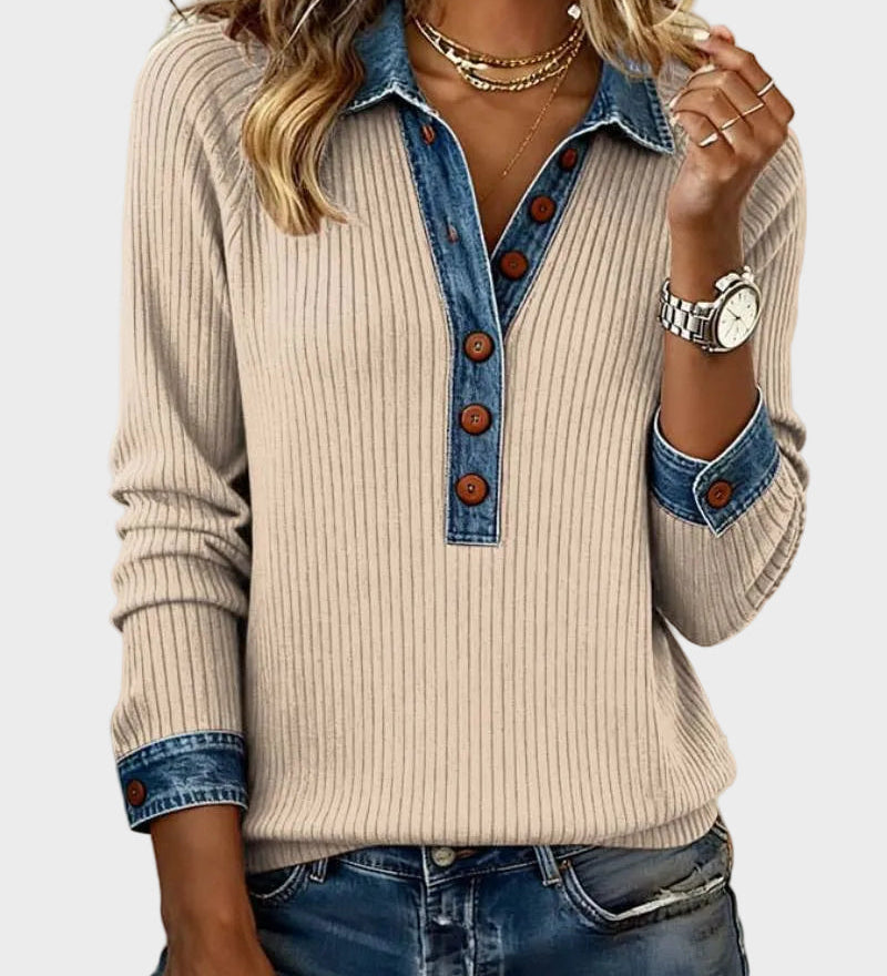 Ravit - Chemise en denim tissée à manches longues