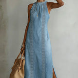 Júlia - Robe en Denim avec Dentelle Rétro | Tendance Denim
