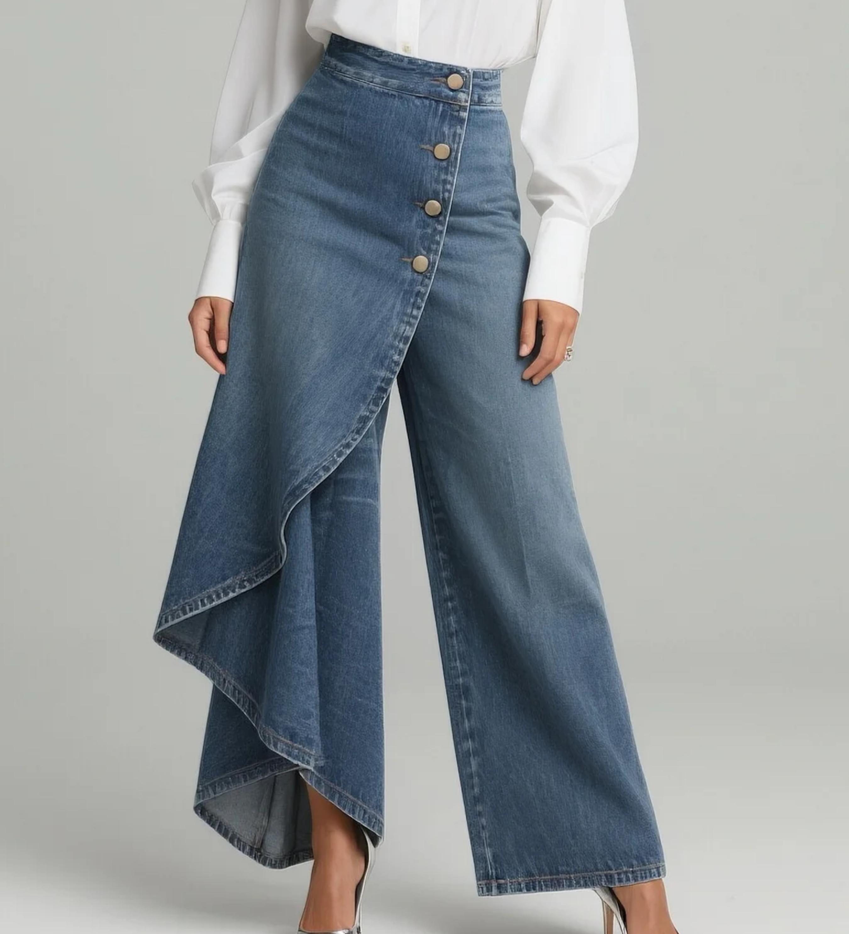 Louna - Pantalons en Denim Enveloppants | Coupe Flatteuse