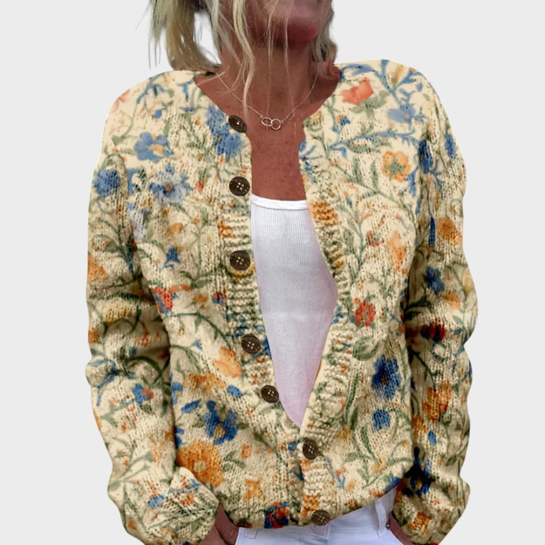 Cláudia – Gilet fleuri d'automne