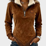 Petra – Sweat élégant à fausse fourrure et franges – photo 4