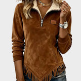 Petra – Sweat élégant à fausse fourrure et franges – photo 3