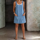 Irís - Robe Décontractée en Denim à Bretelles | Effet Silhouette