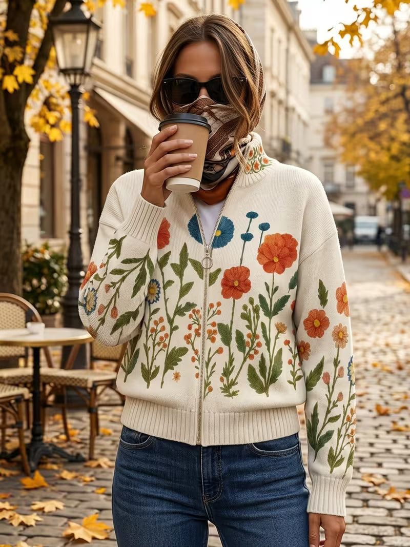 Wrenna – Gilet zippé à fleurs sauvages – photo 2