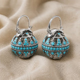 Turquoise Filigree Globe Drop Earrings