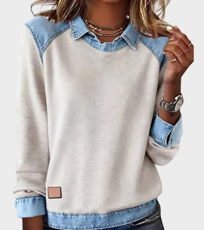 Ravit – Blouse en maille à col en jean