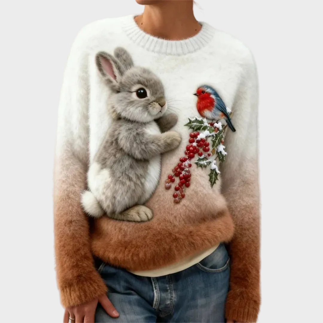 Lucy – Pull de Noël doudou à motif lapin
