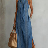 Júlia - Robe en Denim avec Dentelle Rétro | Tendance Denim