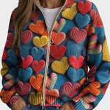 Valentine - Motif tricoté texturé multicolore en forme de cœurs
