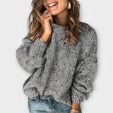 Eileen - Pull rétro beige confortable avec des pois