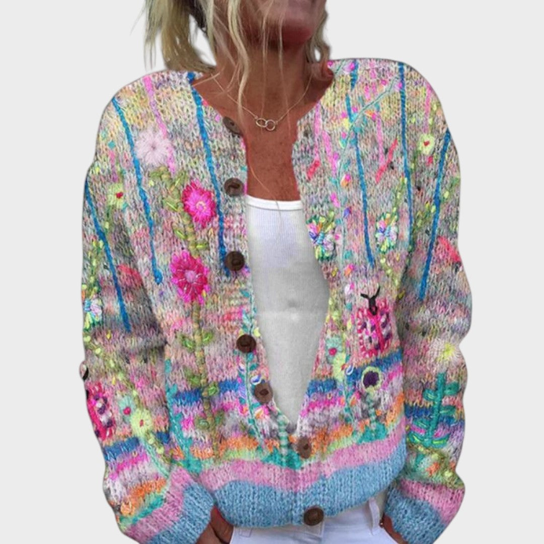 Teresa – Gilet fleuri d'automne
