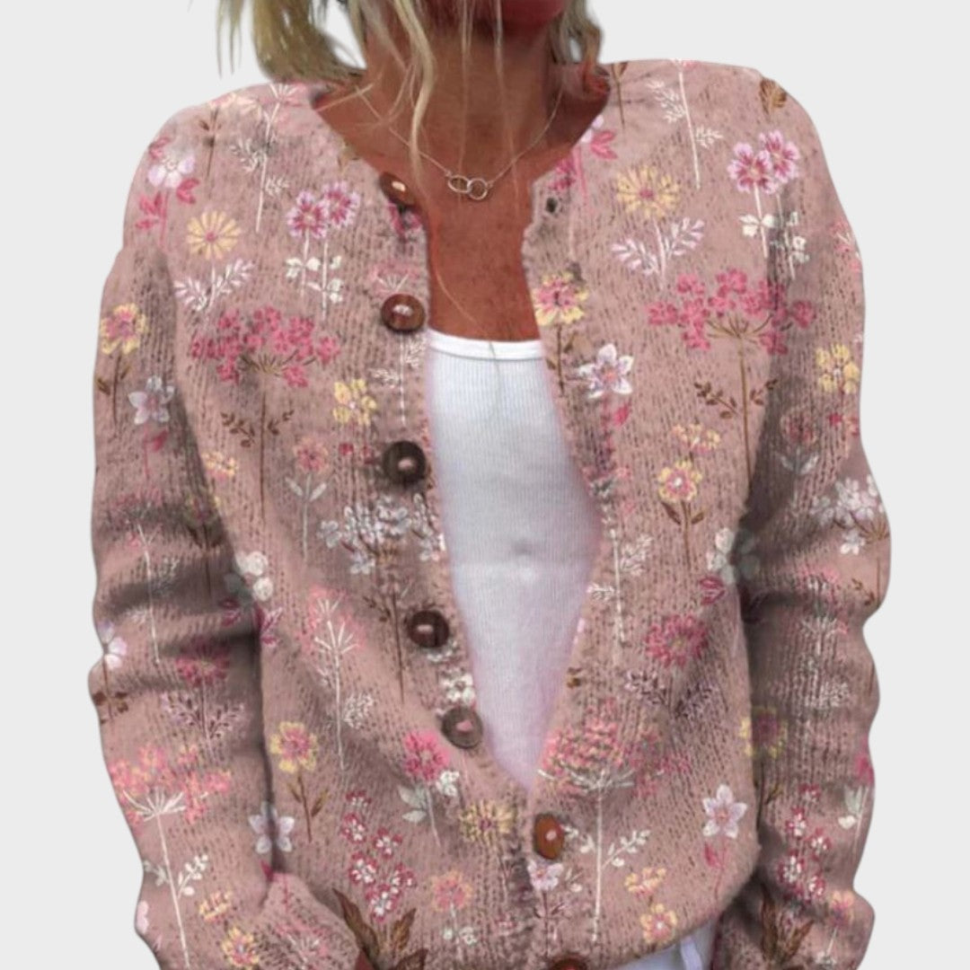 Raquel – Gilet fleuri d'automne