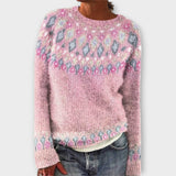 Devyn - Pull en velours côtelé couleur pétrole avec motif norvégien
