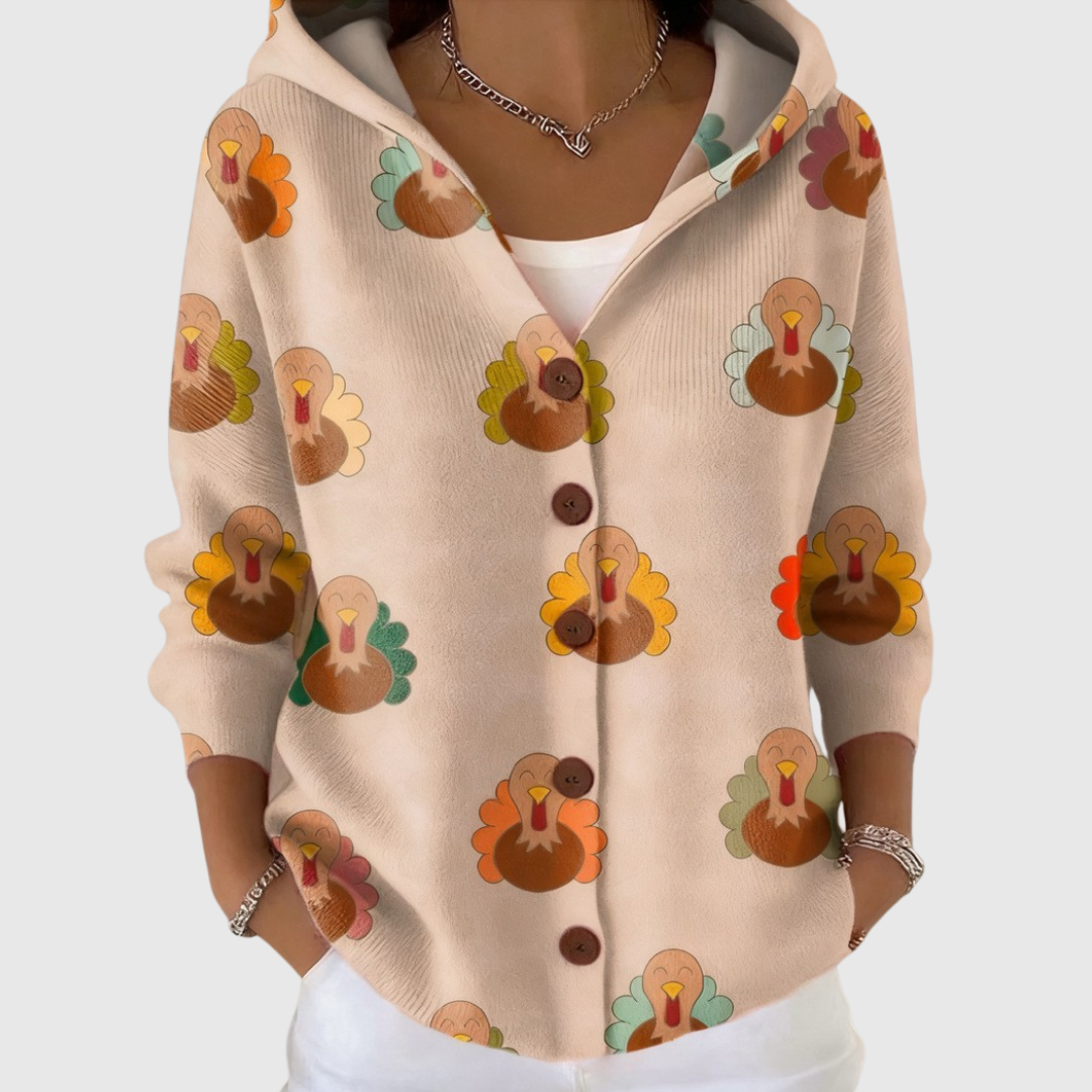 Gilet en maille à capuche