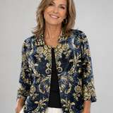 Suzanne | Veste Baroque Ouverte Bleu Marine et Doré