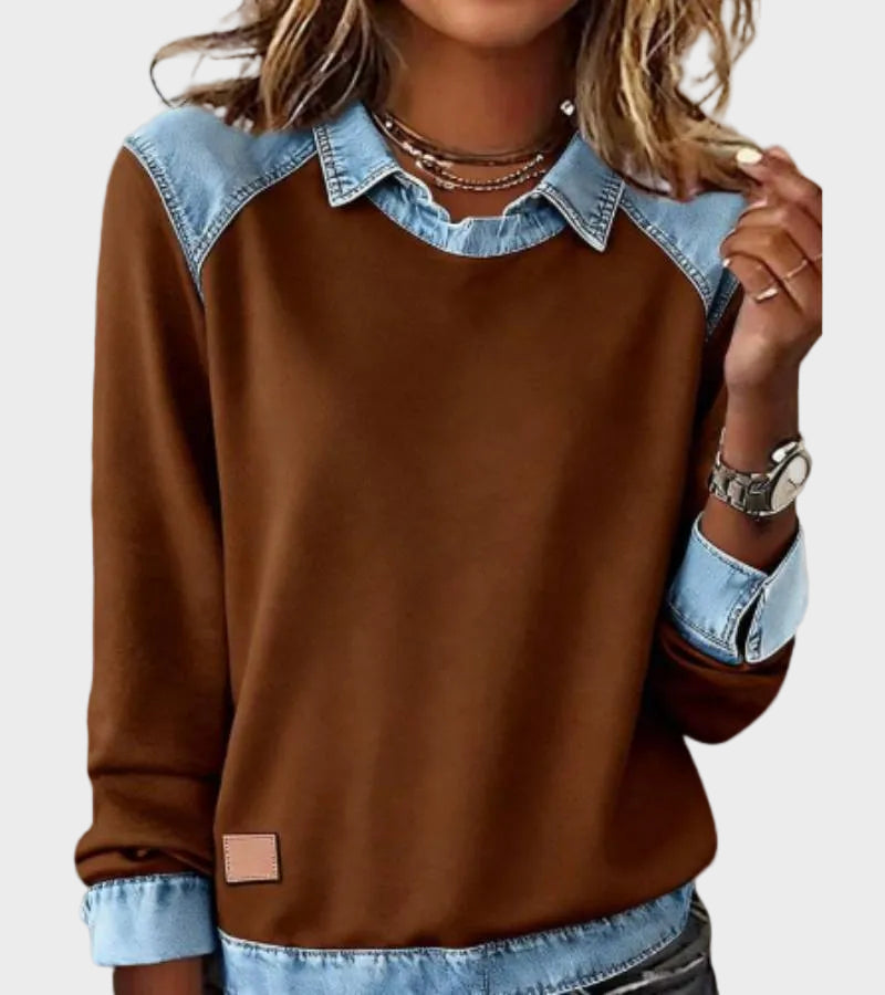 Ravit – Blouse en maille à col en jean – photo 9