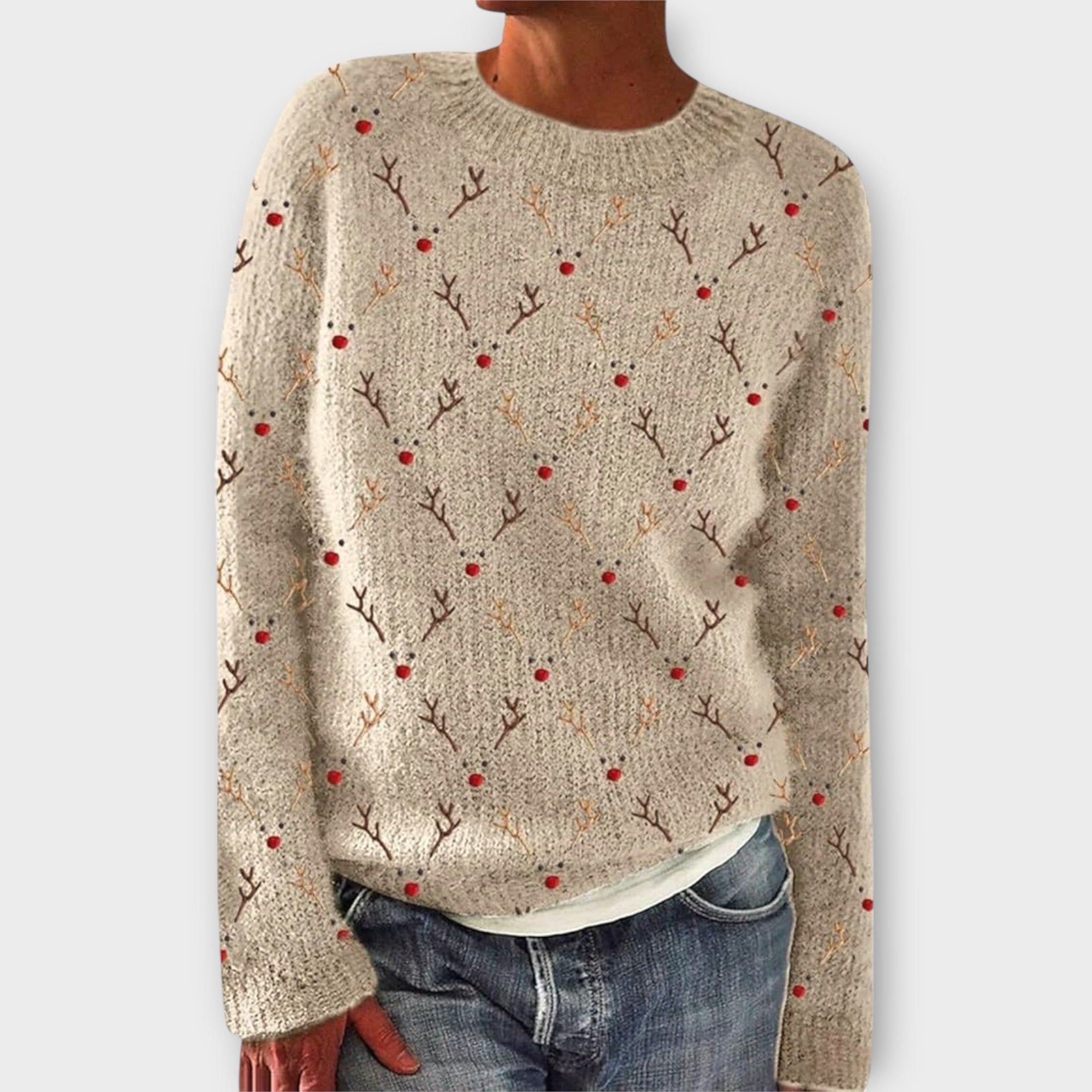 Simone - Pull de Noël en couleur crème douillet
