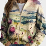 Zelda – Gilet zippé à motif chardon écossais