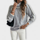 Aurora - Pull à col roulé décontracté gris