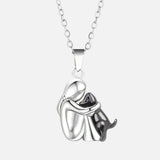 "Forever in Your Heart" Dog Hug Pendant Necklace