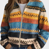 Yseult™ - Cardigan en tricot à rayures zigzag multicolores