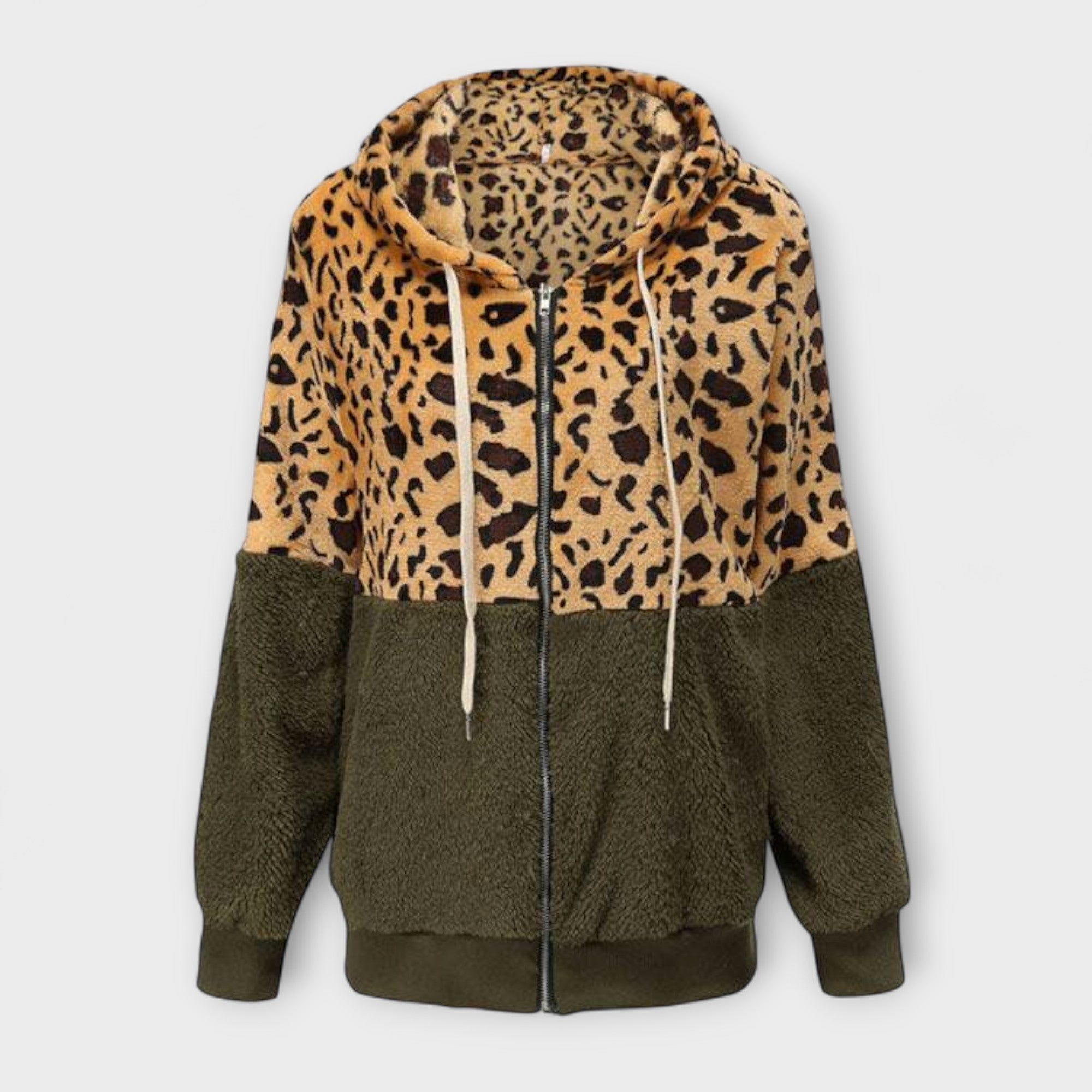 Lea - Sweat à capuche en polaire avec design léopard
