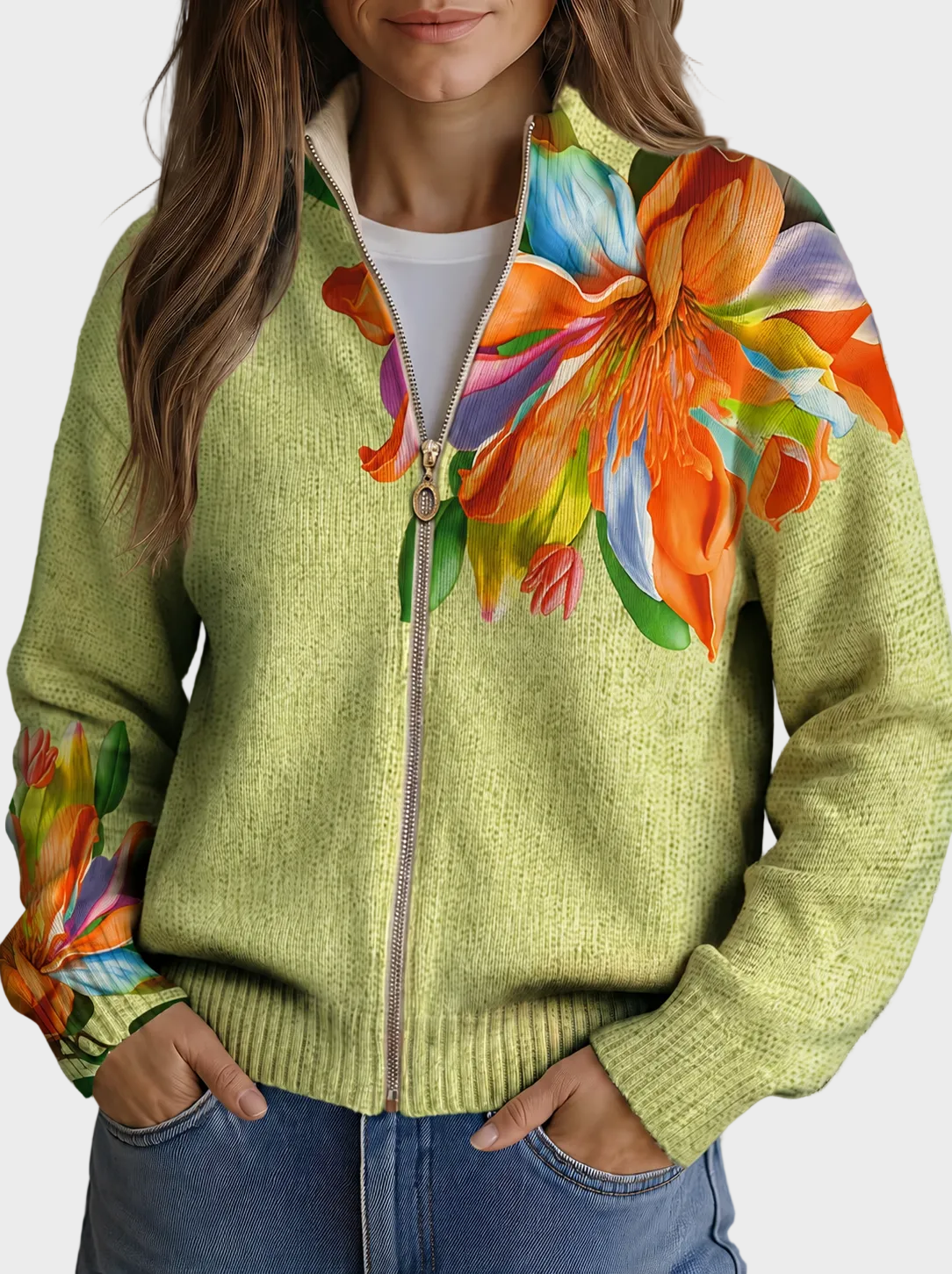 Sidonie – Gilet à imprimé lys tropicaux