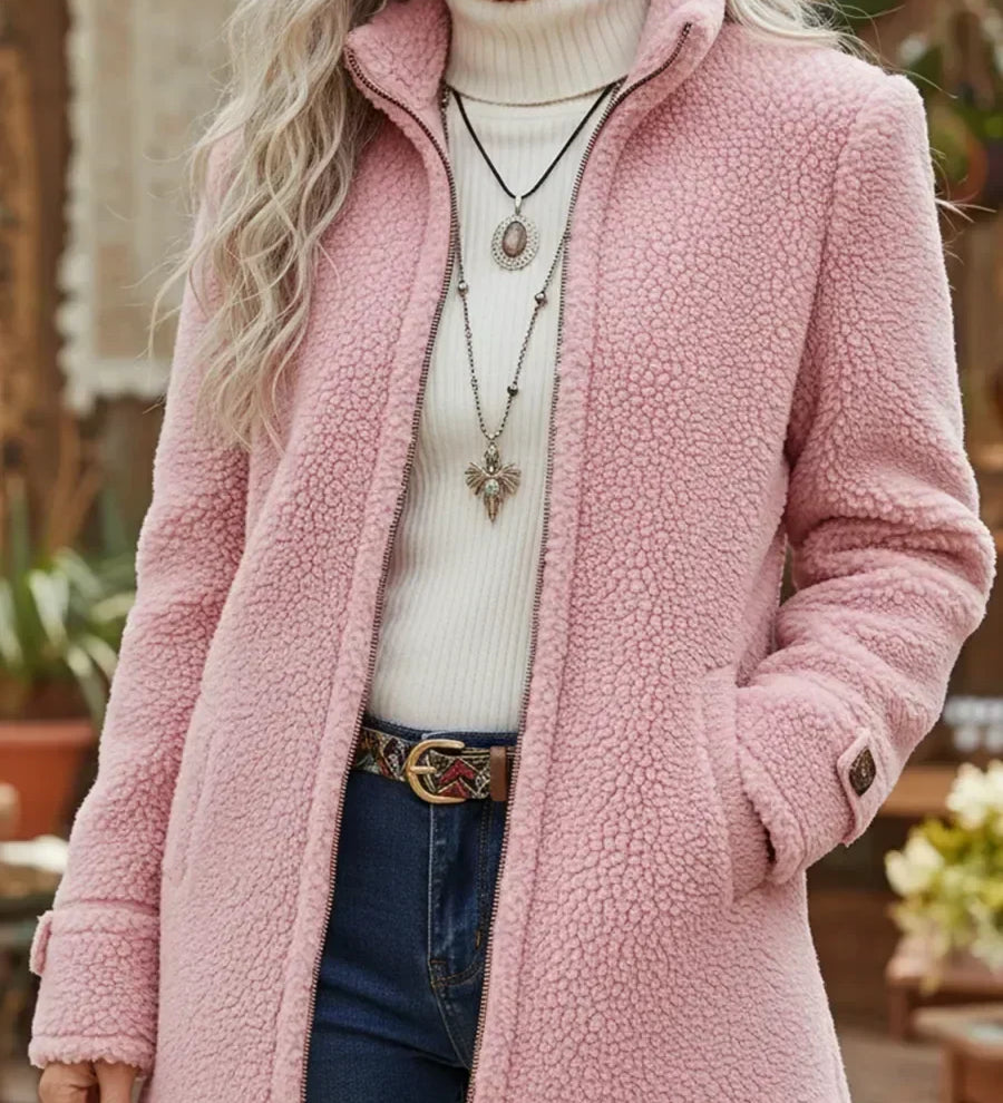 Deanna | Veste Peluche Douillette à Col Montant