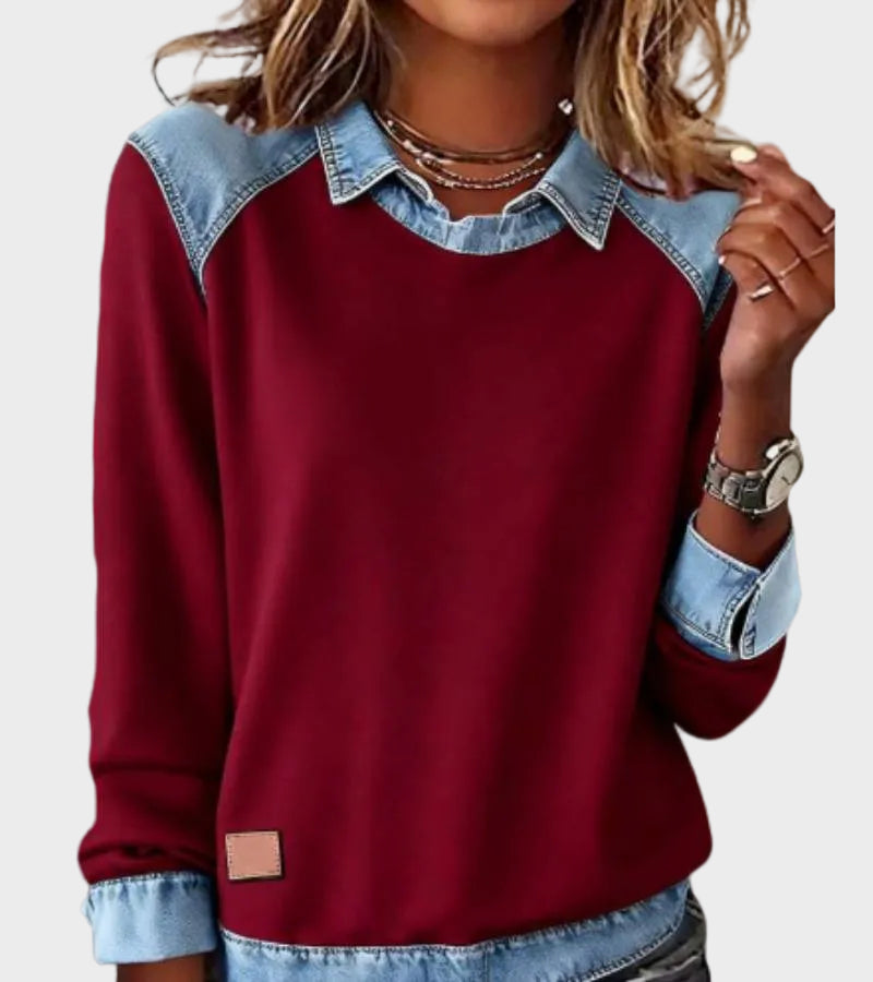 Ravit – Blouse en maille à col en jean – photo 8
