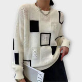 Isalina - Pull confortable couleur crème avec motif graphique