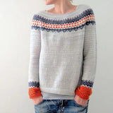 Veronika - Pull douillet couleur pétrole avec motif de sapin