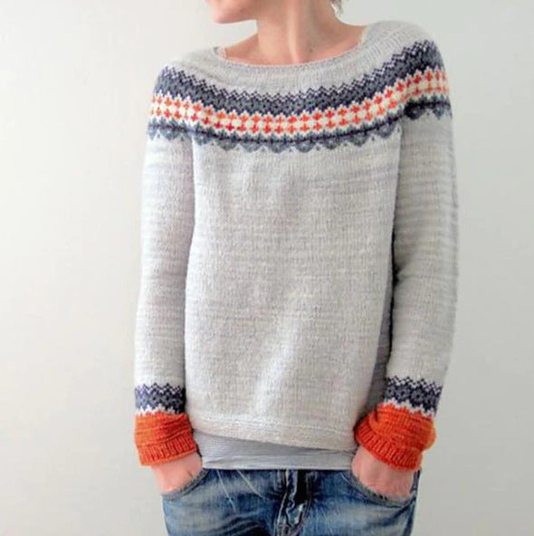Veronika - Pull douillet couleur pétrole avec motif de sapin