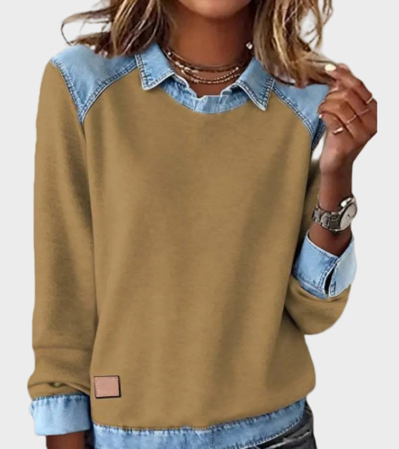 Ravit – Blouse en maille à col en jean – photo 7