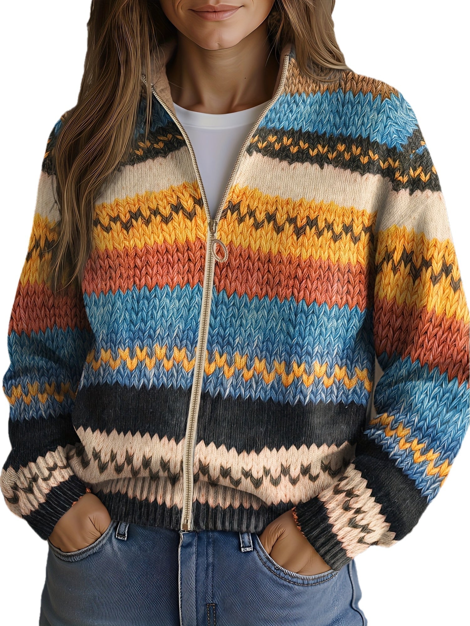 Yseult – Gilet multicolore à zigzags – photo 2