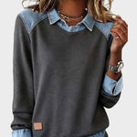 Ravit – Blouse en maille à col en jean – photo 11