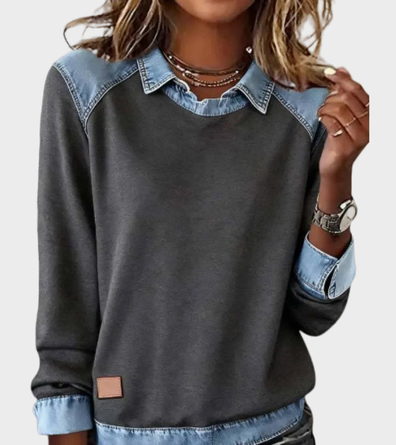 Ravit – Blouse en maille à col en jean – photo 11