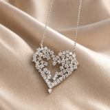 White Gold Heart Pendant Zirconia Necklace
