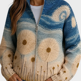 Yolanda - Gilet à zip matelassé avec motif de pissenlit