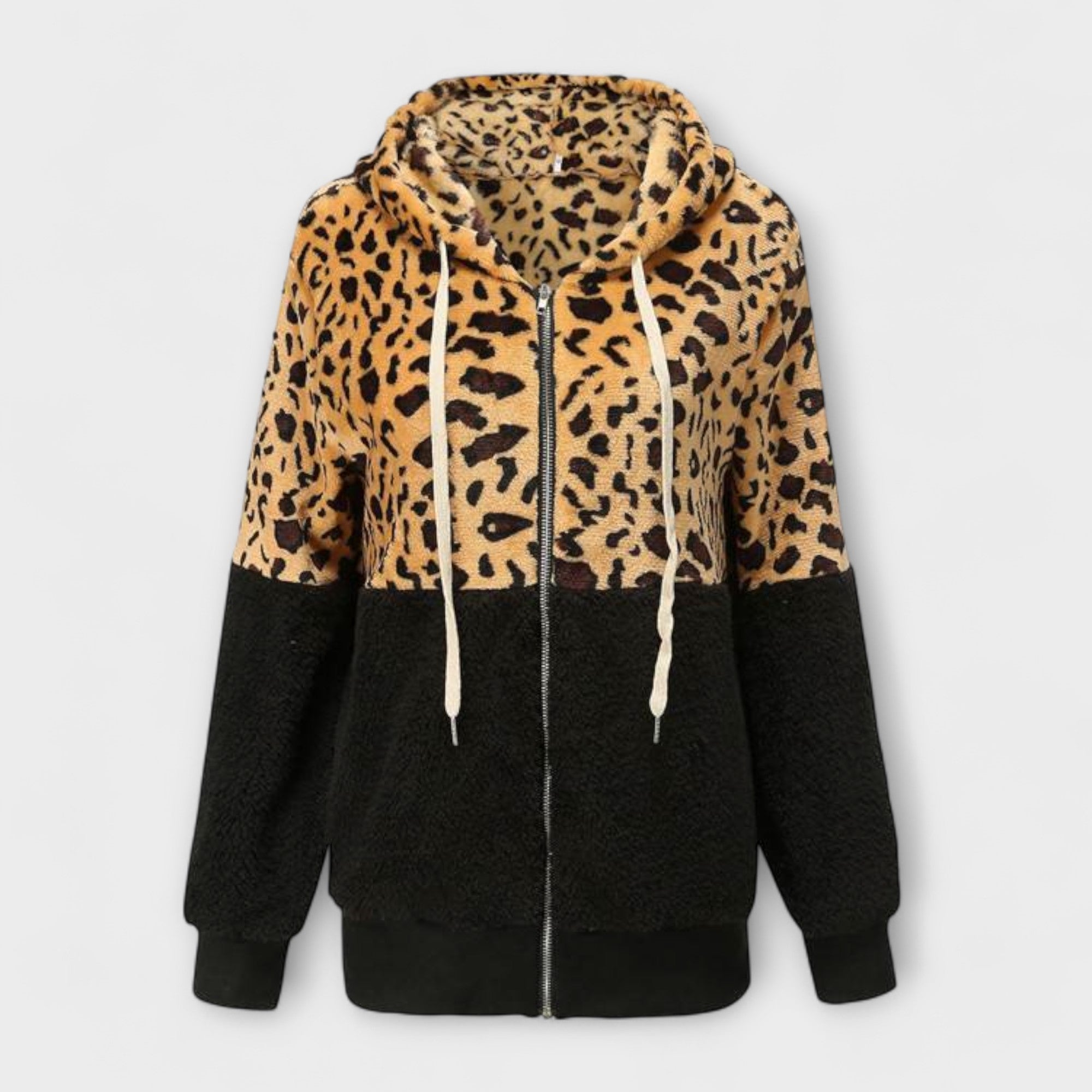 Lea - Sweat à capuche en polaire avec design léopard