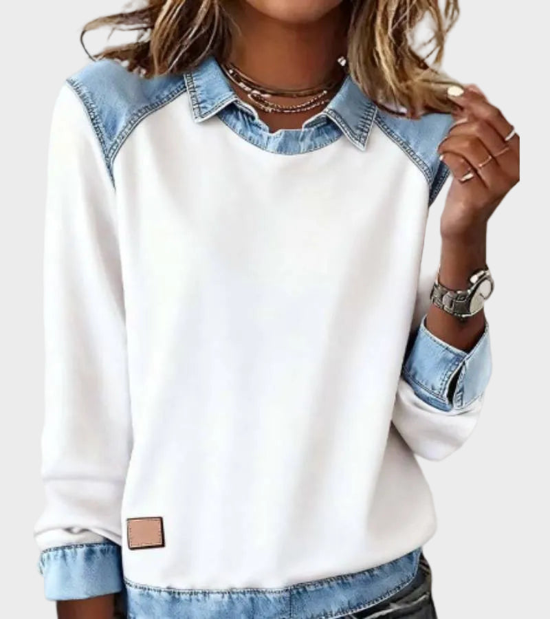 Ravit – Blouse en maille à col en jean – photo 6