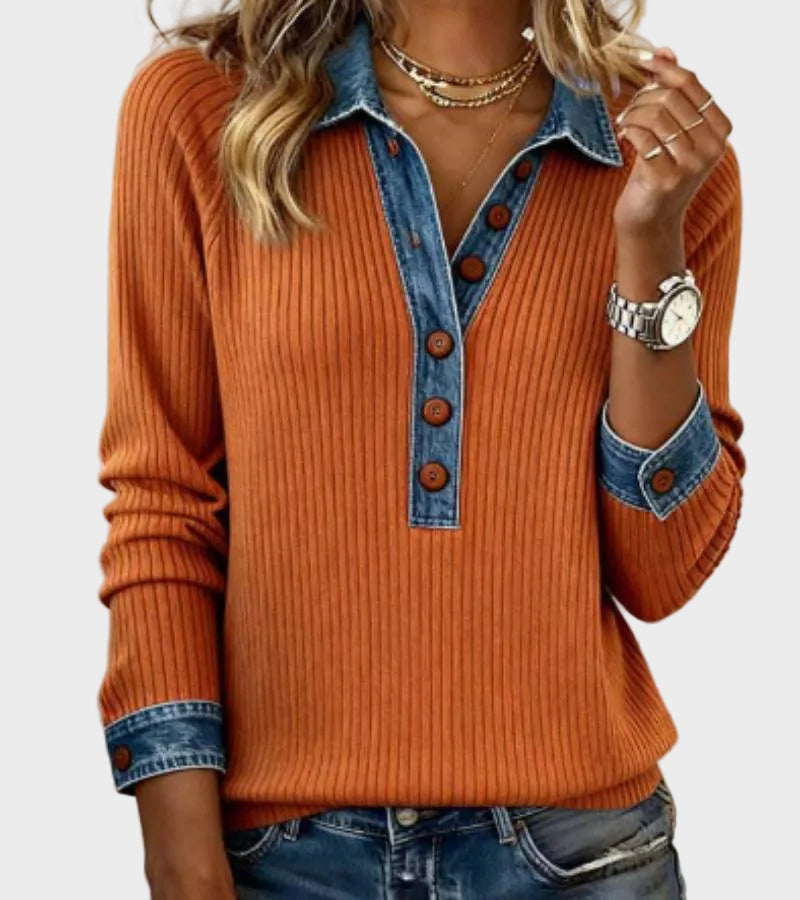 Ravit – Blouse en maille à col en jean – photo 5