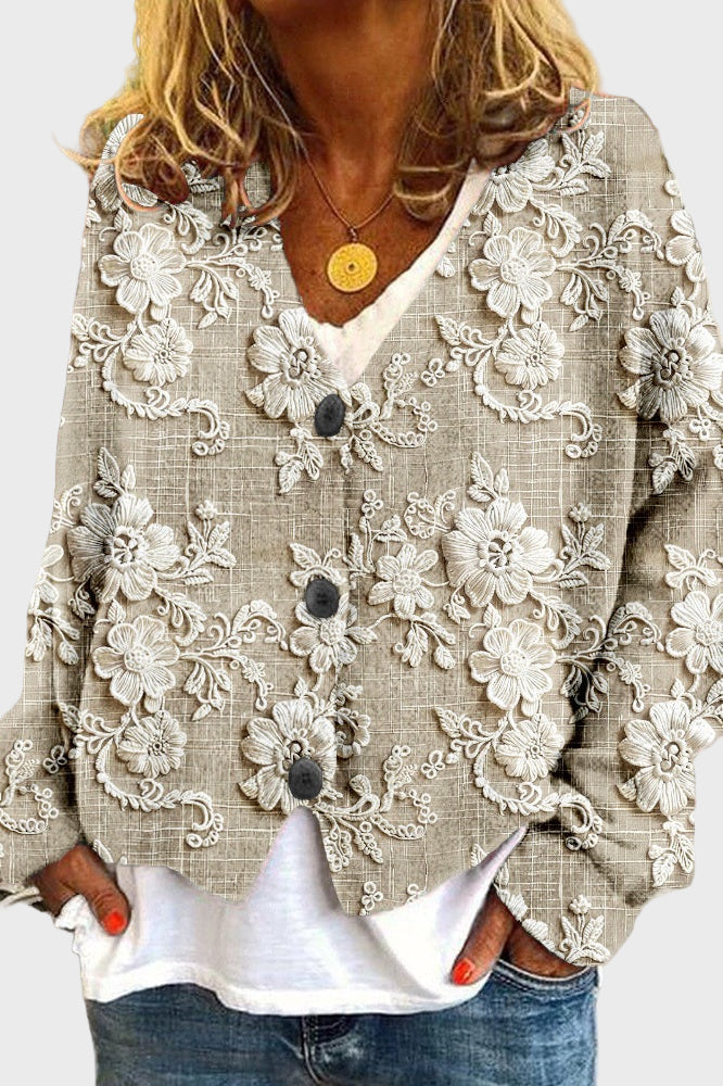 Meda – Pull à pétales de fleurs tricotés