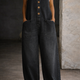Brigitte - Pantalon Salopette en Coton Vintage Lavé | Effet Épuré
