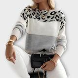 Cheyenne - Pull gris avec design léopard