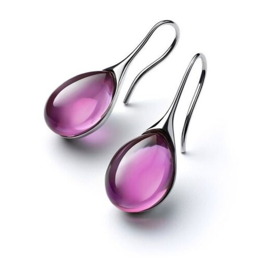 Boucles d'Oreilles en Cristal d'Or et d'Argent