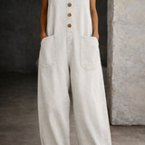 Brigitte - Pantalon Salopette en Coton Vintage Lavé | Effet Épuré