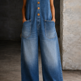 Brigitte - Pantalon Salopette en Coton Vintage Lavé | Effet Épuré
