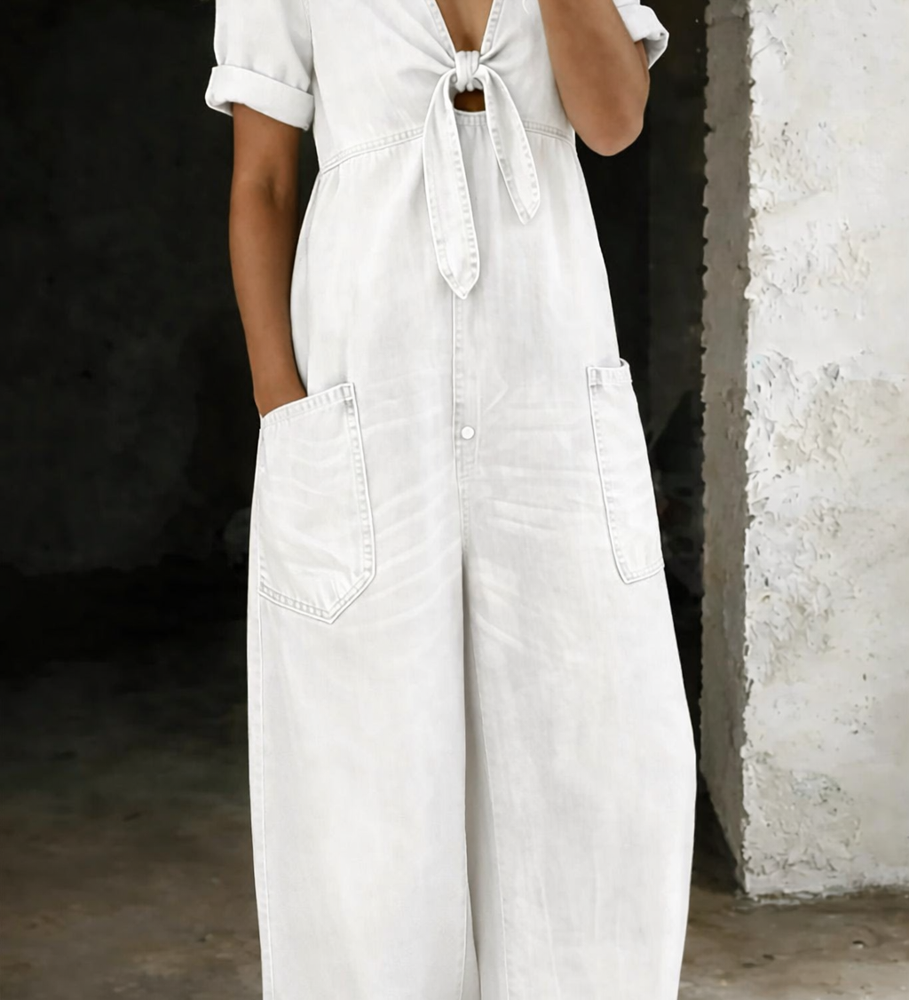 Camille - Combinaison Manga Courte avec Décolleté en V | Total Look Tendance