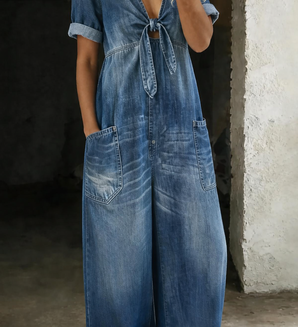 Camille - Combinaison Manga Courte avec Décolleté en V | Total Look Tendance